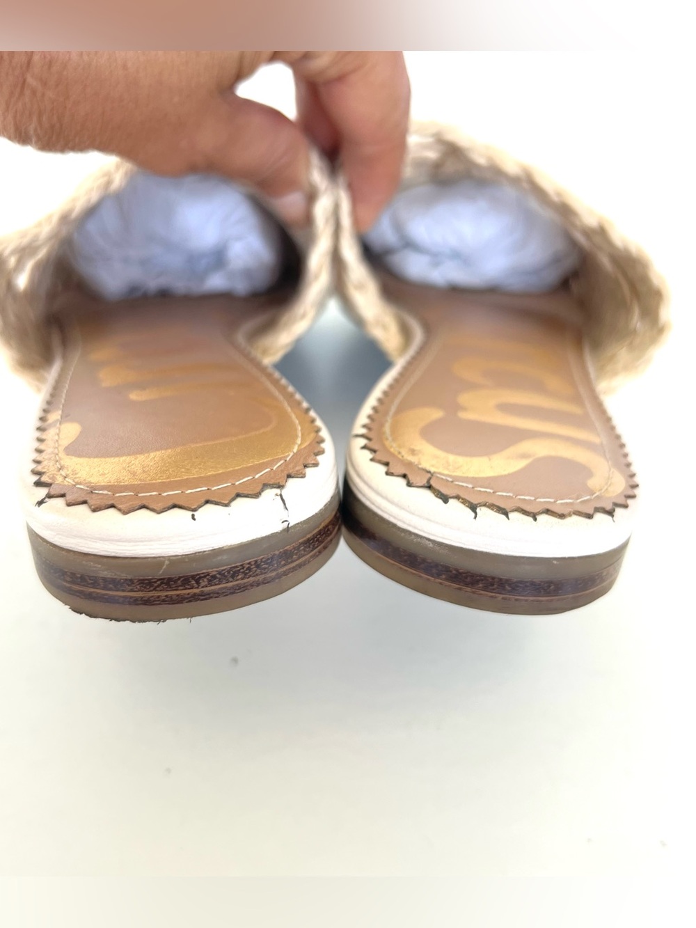 SAM EDELMAN Circus Cream Braided Pointy Closed Toe Summer Boho Ballet Flats Sz 8 - Picture 7 of 12